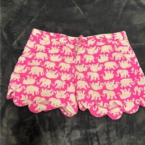 Lilly Pulitzer Buttercup Scallop Shorts Pink Elephant Print